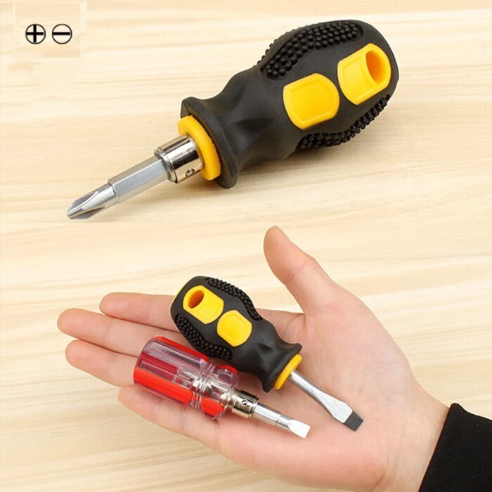 1pc Short Handle Screwdriver Set Portable Encapsulation/Crystal Radish Handles Flat Crosshead Screwdrivers For Repairing Tools - Image 1
