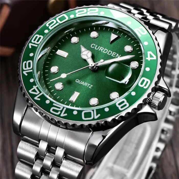 Men CURDDEN Brand Watches Students Fashion Casual Full Steel Band Date Simple Quartz Vintage Watch Golden Relogio Masculino 2024 - Image 4