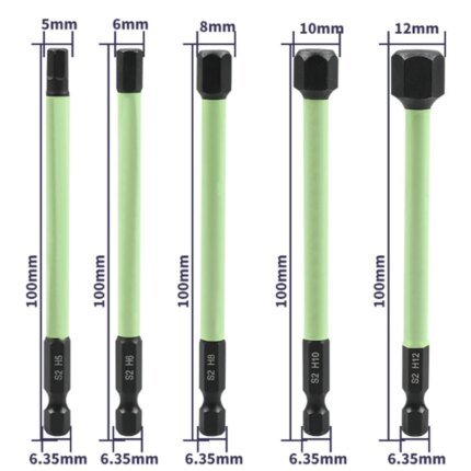 ABNJ 10PCS Magnetic Hex Head Hex Wrench Drill Bits Set 1/4inch Hex Shank 2 Alloy Steel Hex Head Bits Tools