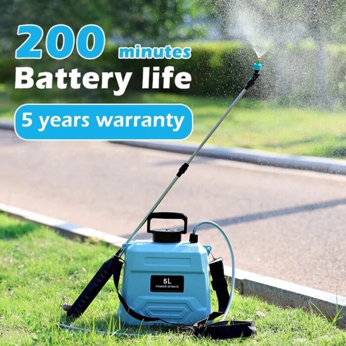 New 5L agricultural spray, backpack type high-pressure spray, electric irrigation disinfection pesticide spray, green/blue/white - Image 2
