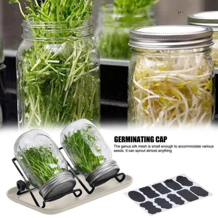 Sprouting Jar Kit Seed Sprouting Mason Jars With Strainer Lids Durable Bean Sprouts Growing Kit For Seeds Broccoli Beans jardin - Image 1