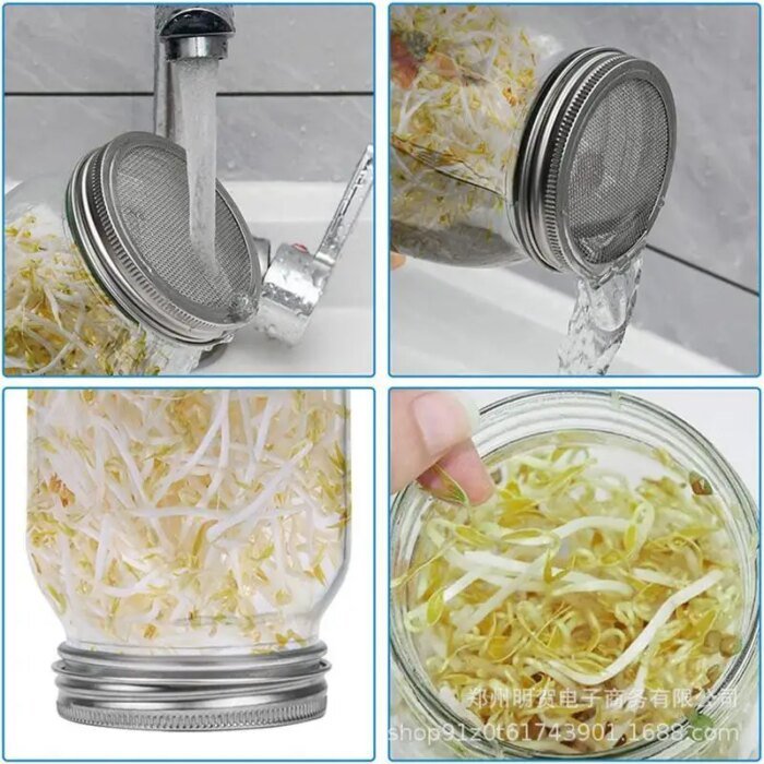 Sprouting Jar Kit Seed Sprouting Mason Jars With Strainer Lids Durable Bean Sprouts Growing Kit For Seeds Broccoli Beans jardin - Image 4