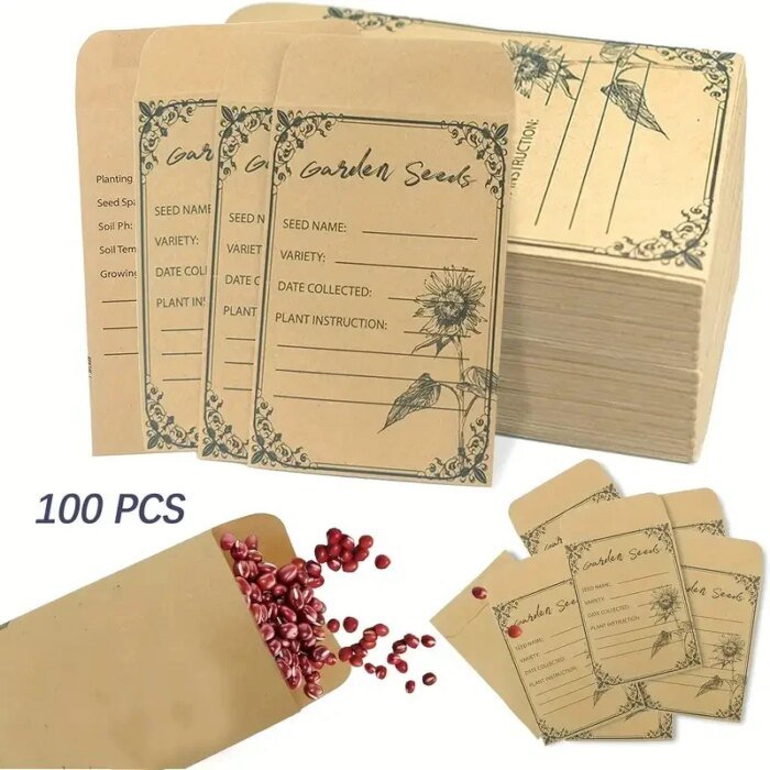 50/100pcs Seed Envelopes 4.72 * 3.15 inch Small Envelope Collection Vegetable Plant Garden Seeds - Image 1