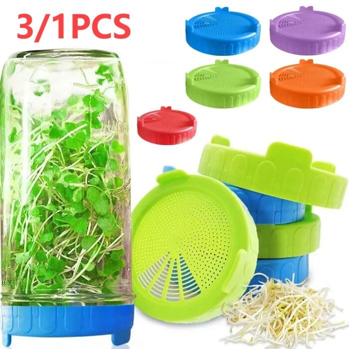Safe Seeds Planting Sprouting Lid Bottles Mesh Cover for Wide-mouthed Mason Jar Food Grade Mesh Sprout Cover Kit - Image 1