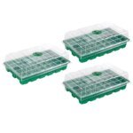 3 pcs Seed Tray, 40 Holes Cell Propagator Growth Thickening Seedling Start Growth Tray With Transparent Cover Greenhouse And Gar