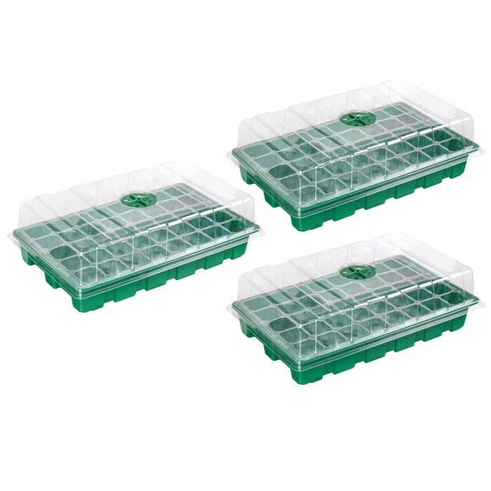 3 pcs Seed Tray, 40 Holes Cell Propagator Growth Thickening Seedling Start Growth Tray With Transparent Cover Greenhouse And Gar - Image 1