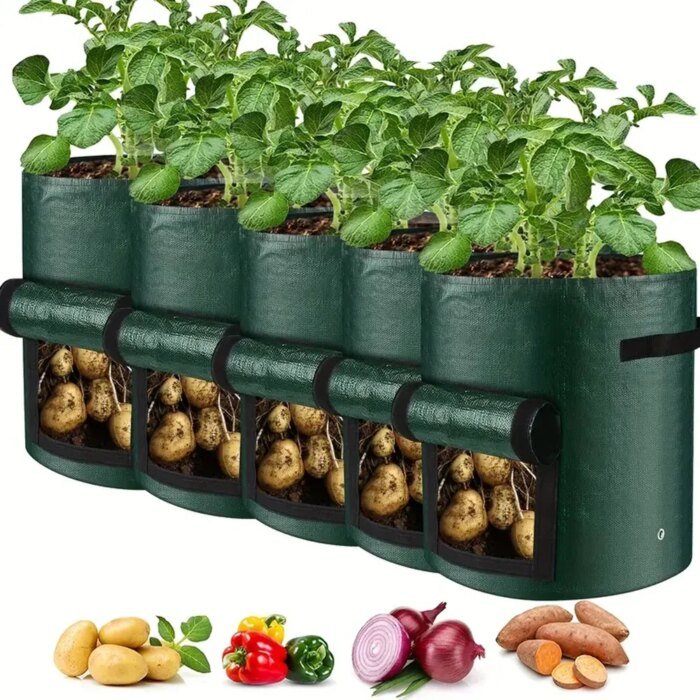 5PCs Garden Supplies Vegetable Plant Grow Bag Planting Container Bag Thicken Garden Pot DIY Potato Grow Planter PE Cloth - Image 1