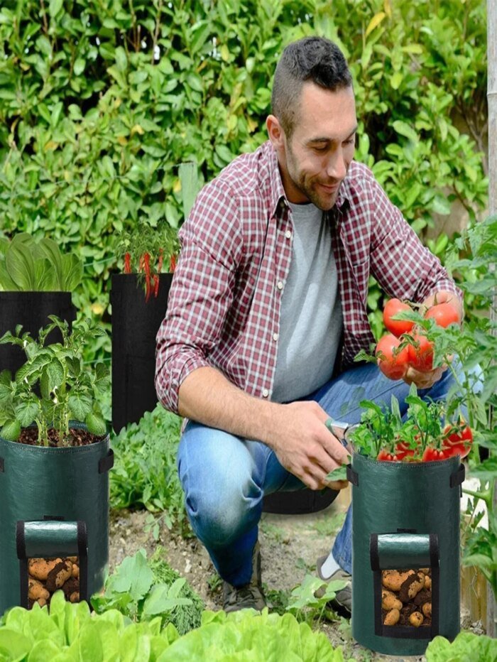 5PCs Garden Supplies Vegetable Plant Grow Bag Planting Container Bag Thicken Garden Pot DIY Potato Grow Planter PE Cloth - Image 2