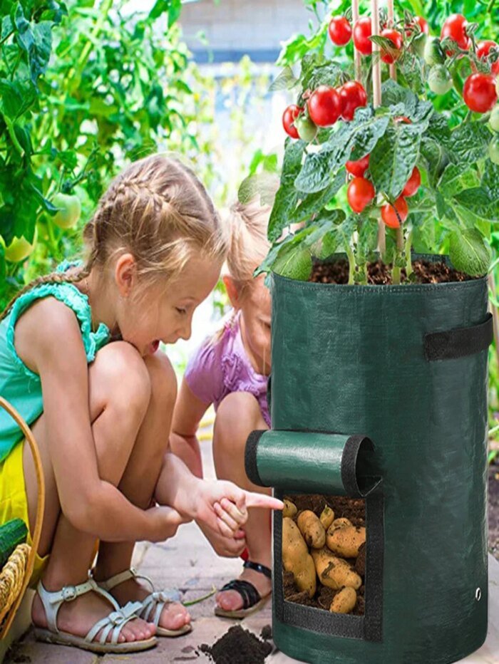 5PCs Garden Supplies Vegetable Plant Grow Bag Planting Container Bag Thicken Garden Pot DIY Potato Grow Planter PE Cloth - Image 3