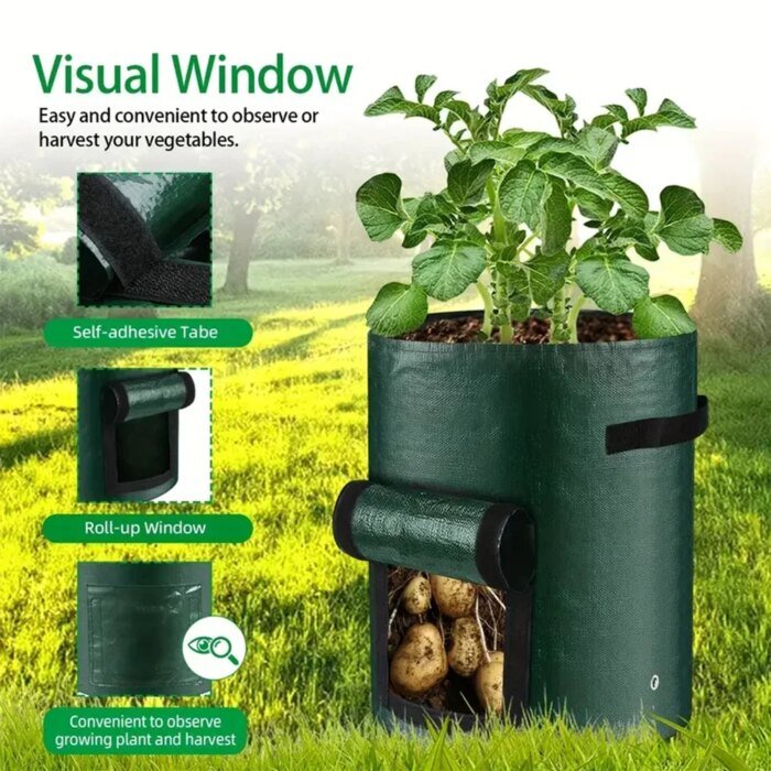 5PCs Garden Supplies Vegetable Plant Grow Bag Planting Container Bag Thicken Garden Pot DIY Potato Grow Planter PE Cloth - Image 4