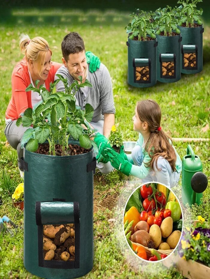 5PCs Garden Supplies Vegetable Plant Grow Bag Planting Container Bag Thicken Garden Pot DIY Potato Grow Planter PE Cloth - Image 5